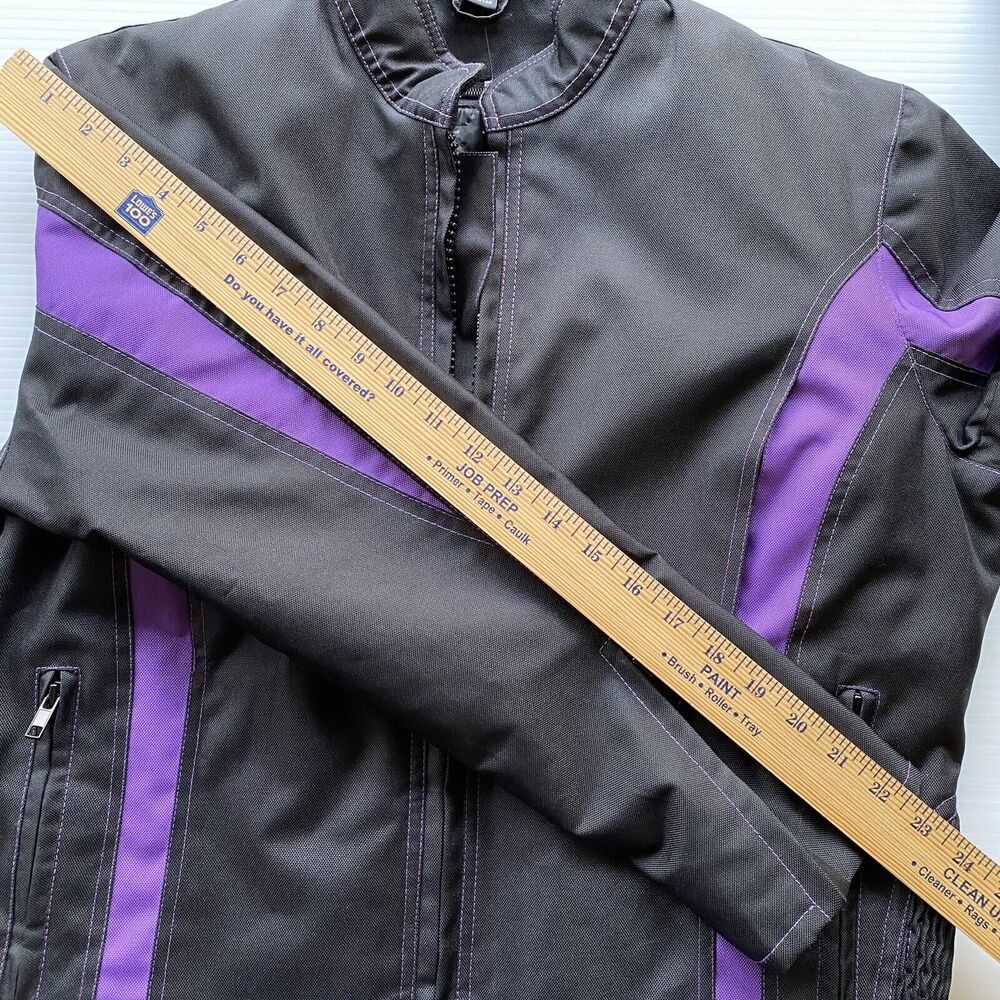 Zony Jacket Womens Medium Black/Purple Moto Coat Fitted Removable Lining - Picture 14 of 14